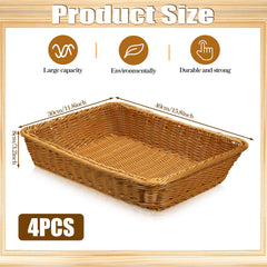 Rectangular wicker bread baskets 15.8 x 11.8 x 3.2 inch