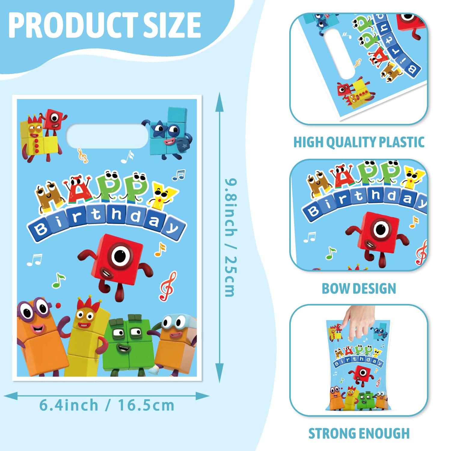 Number Blocks Birthday Gift Bags by Shifigril 30Pcs pack