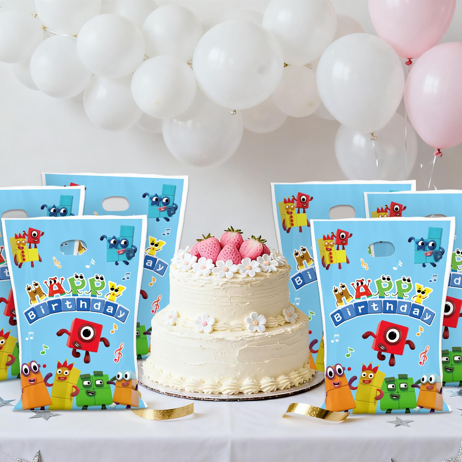 30 piece party gift bags number blocks kit for birthdays