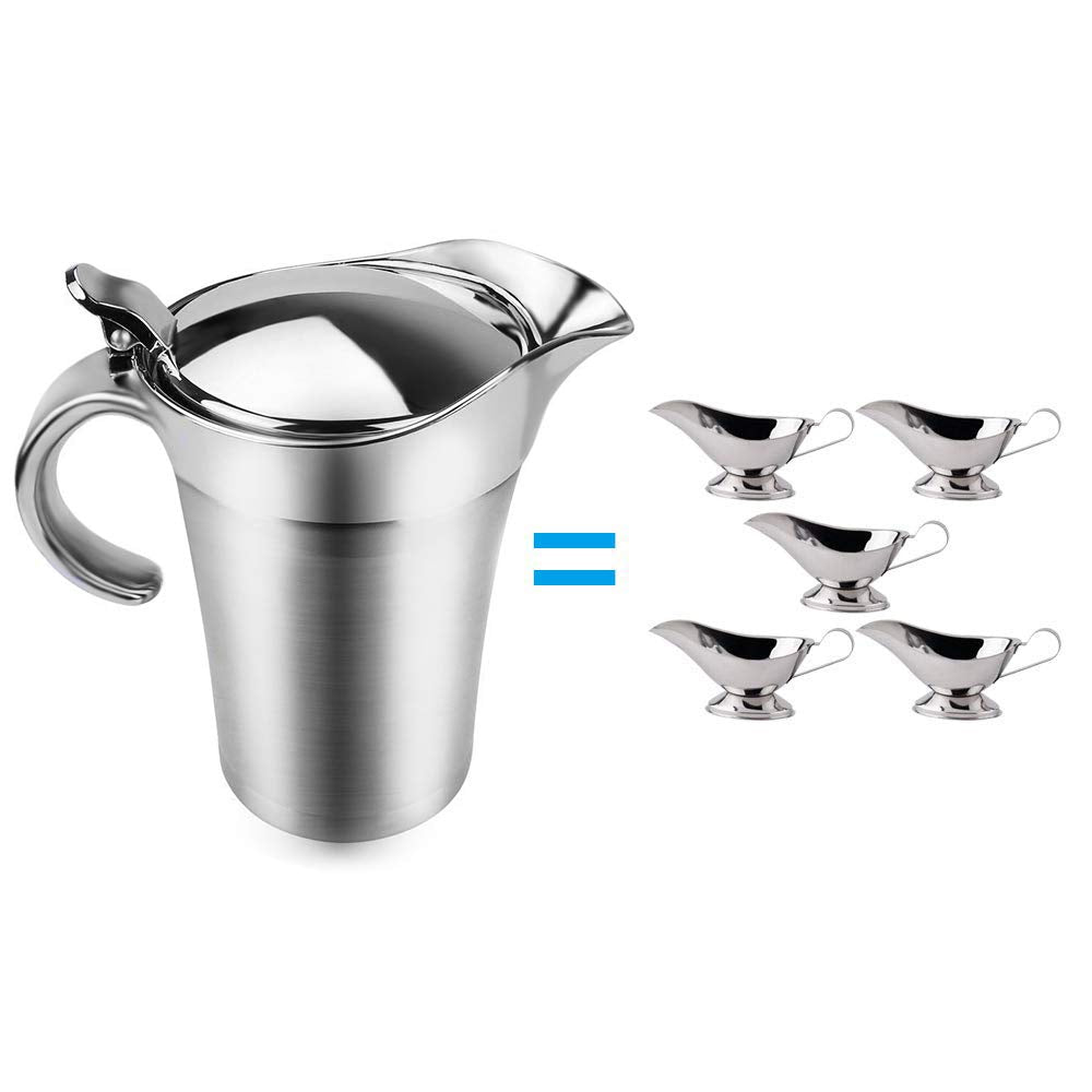 304 stainless steel body double wall insulation gravy pot