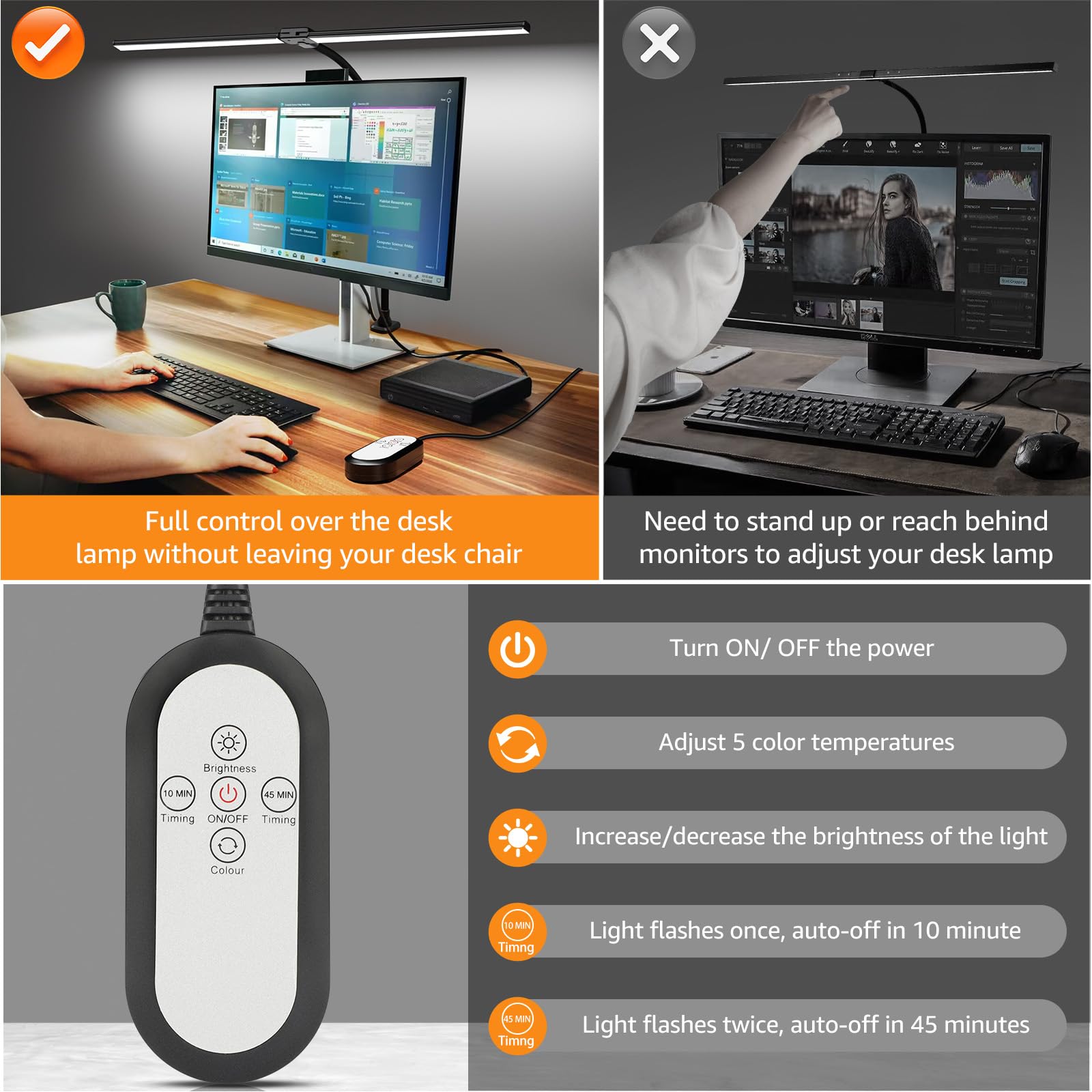 Auto-off timer and memory function on ShineTech Desk Lamp