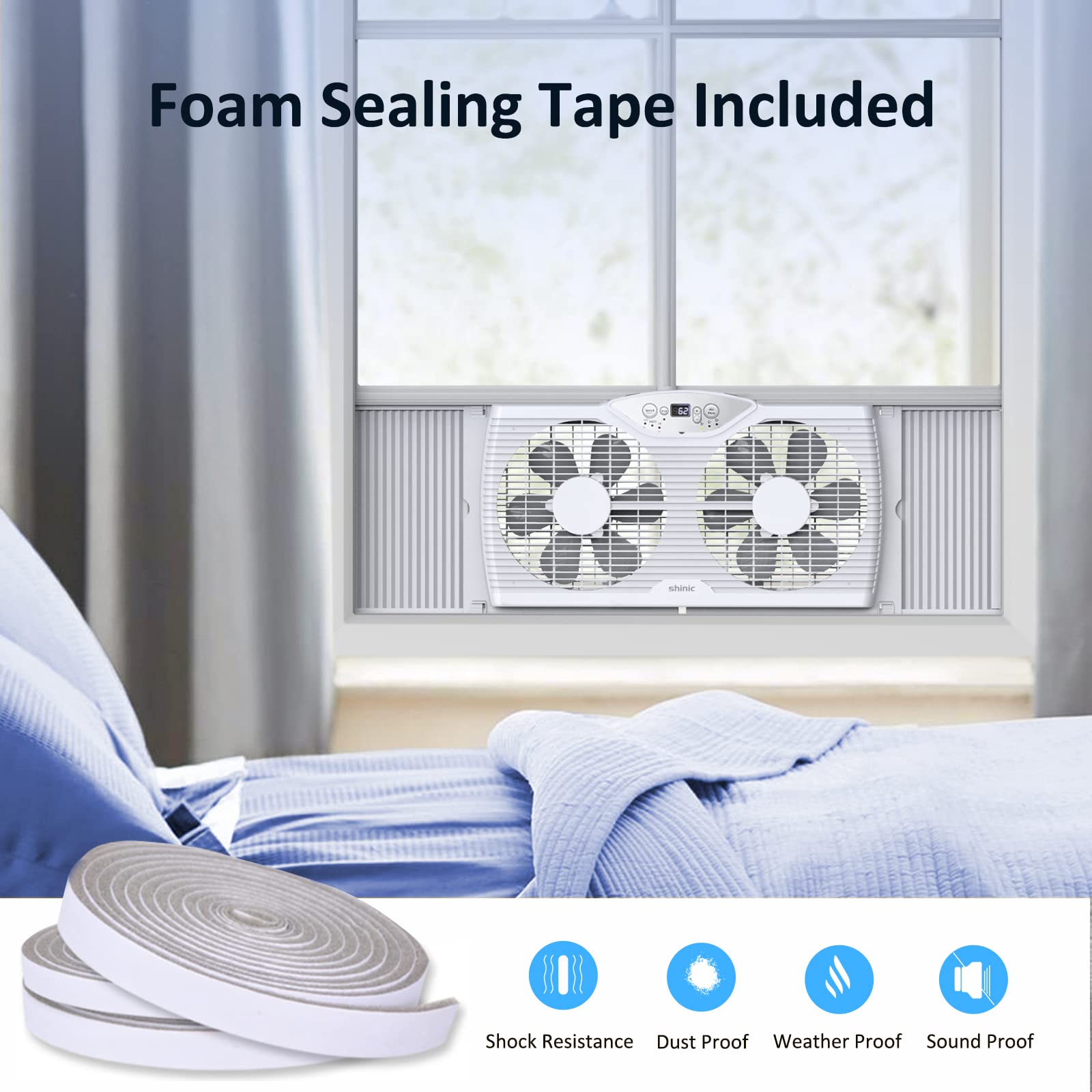 shinic foam sealing tape included for airtight window fit