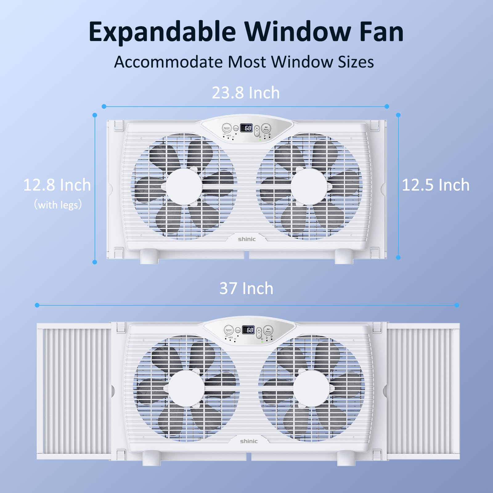 shinic remote control window fan for speed and direction