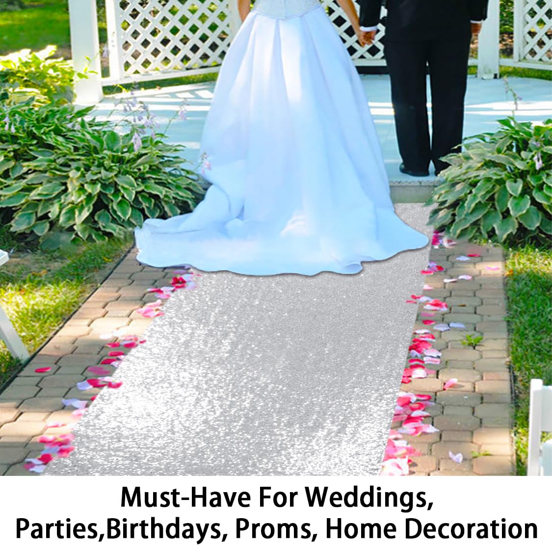 One piece seamless sequin aisle runner for wedding ceremony