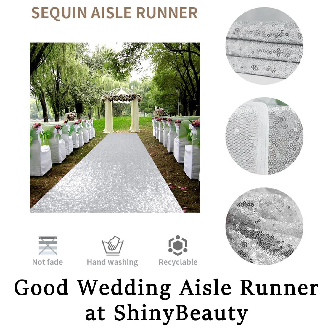 Sequin aisle runner used for wedding photography backdrops