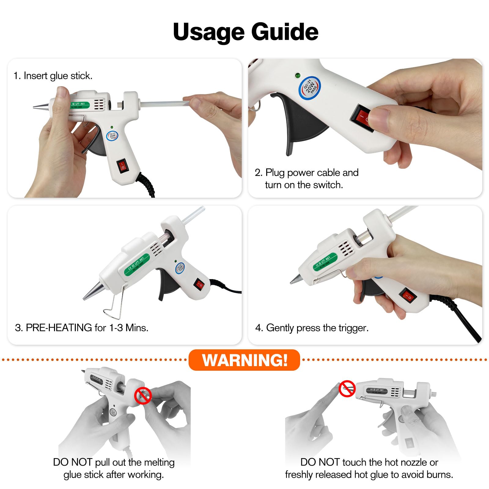 Close up SHJADE hot glue gun 7mm glue sticks