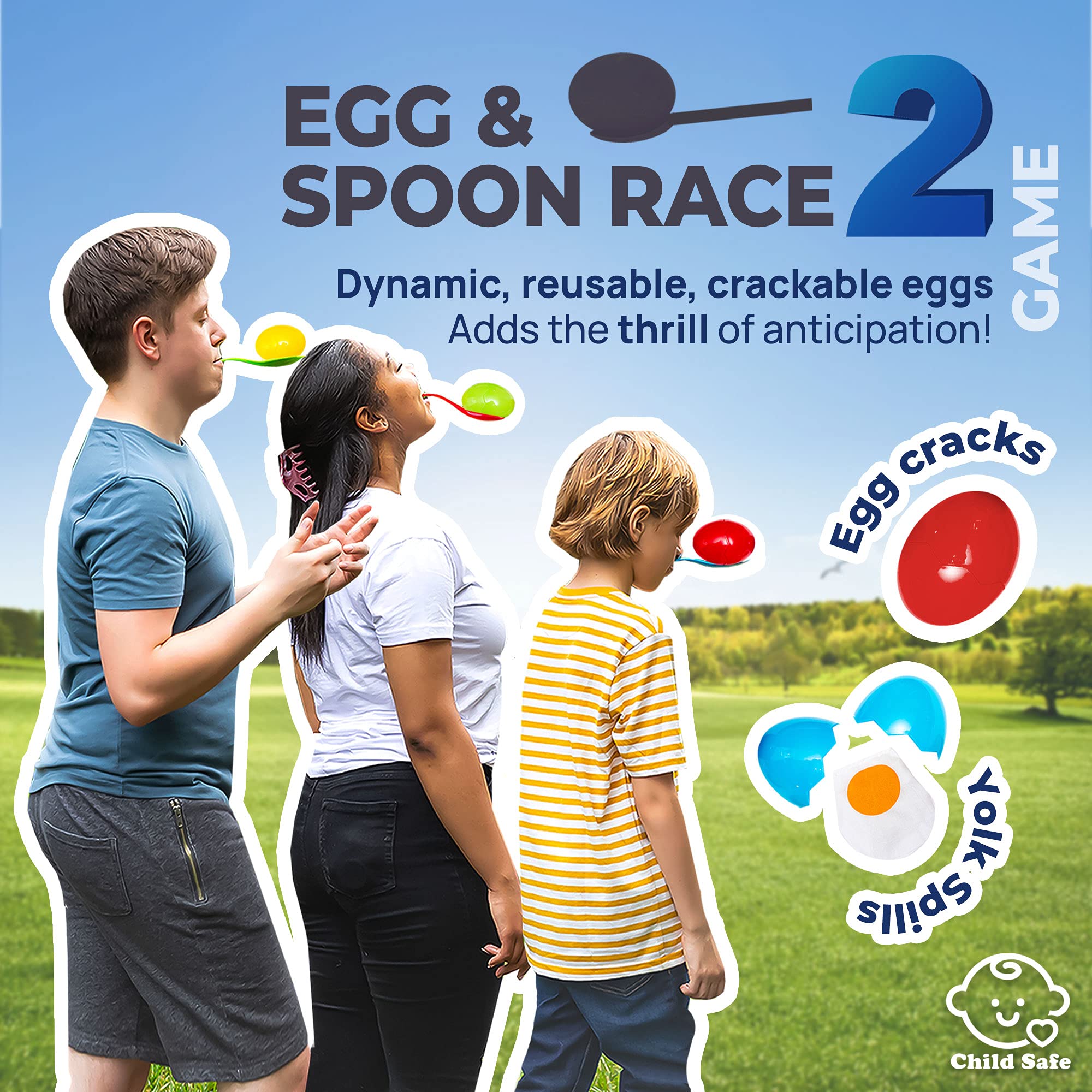 Field day games kit contents including sacks spoons and bands