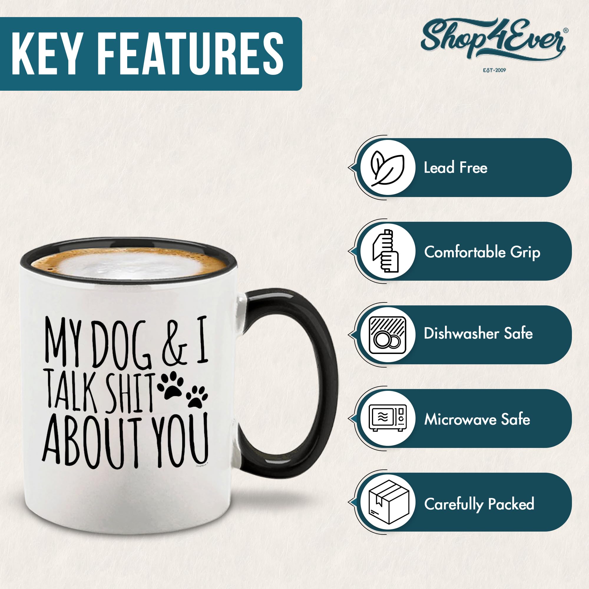 shop4ever mug with black handle and glossy finish