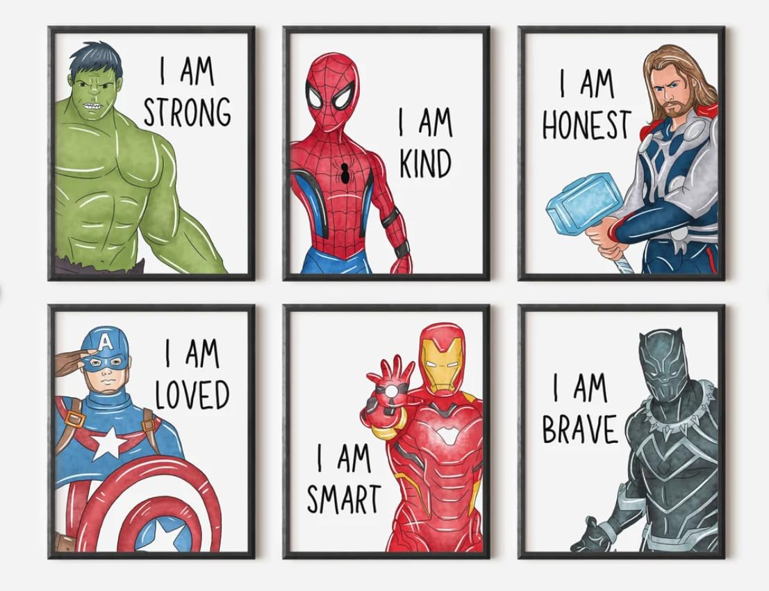 ShopHaven superheroes art print set 6 11x14 unframed