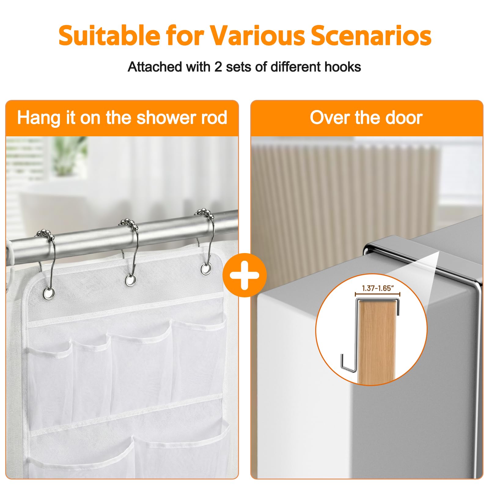 Nylon mesh shower caddy 14.6W x 31.1H for bathroom