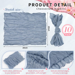 Dusty blue cheesecloth napkins 20x20 gauze fabric
