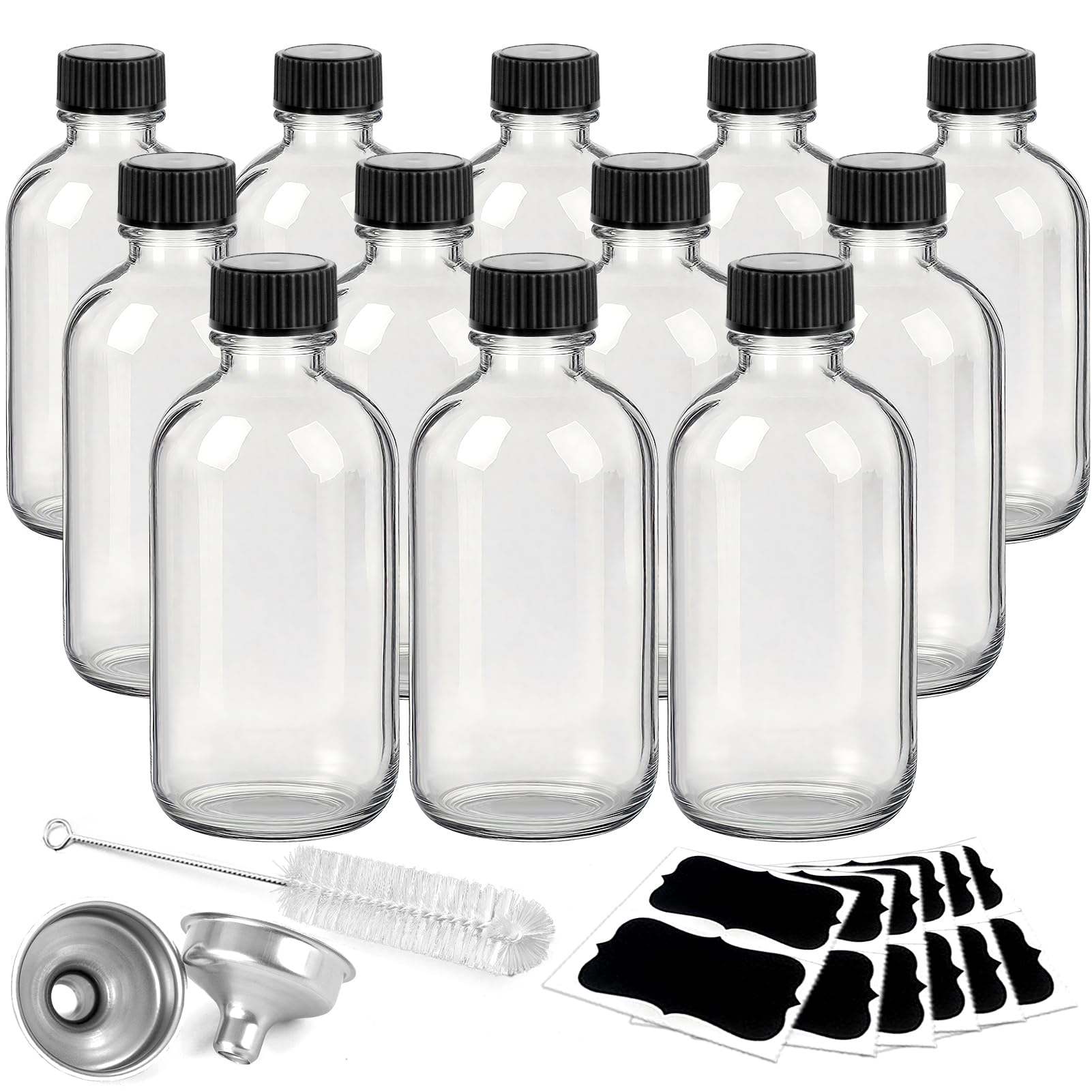 Showvigor 12 pack 2oz clear glass shot bottles with caps