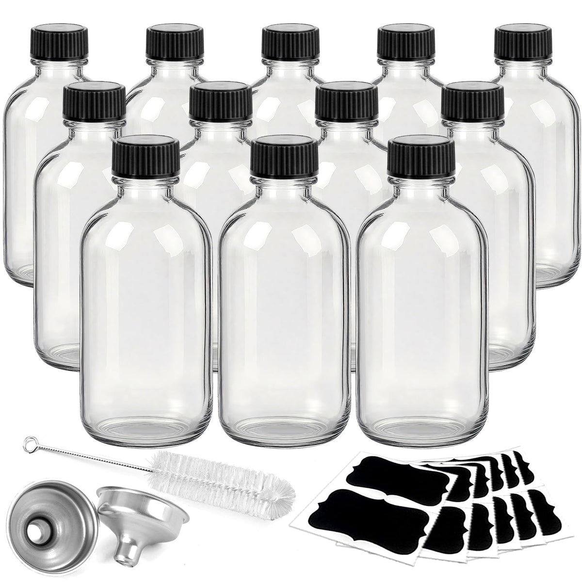 Showvigor 12 pack 2oz clear glass shot bottles with caps
