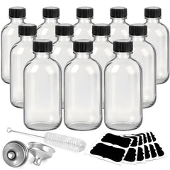 Showvigor 12 pack 2oz clear glass shot bottles with caps