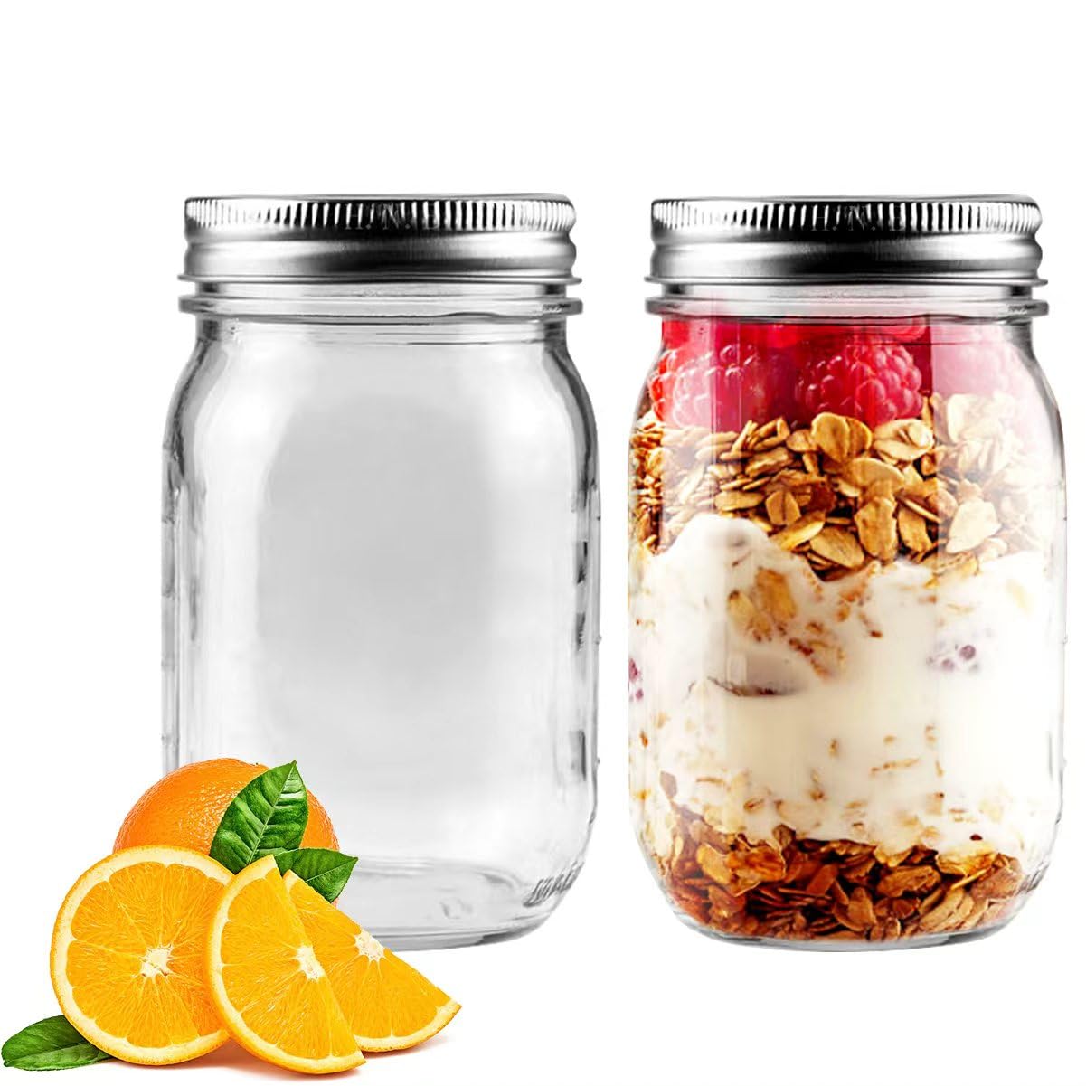 Showvigor 2 pack regular mouth mason jars with airtight lids
