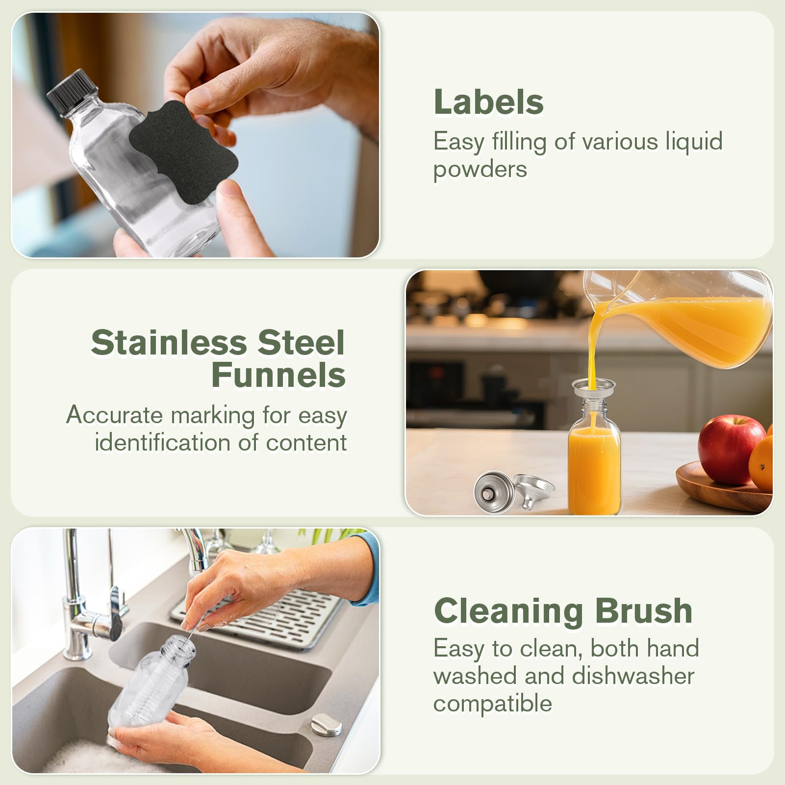 Anti-slip bottom on clear glass bottles