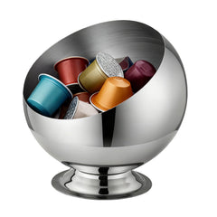 Shoxil coffee pod holder silver finish countertop view