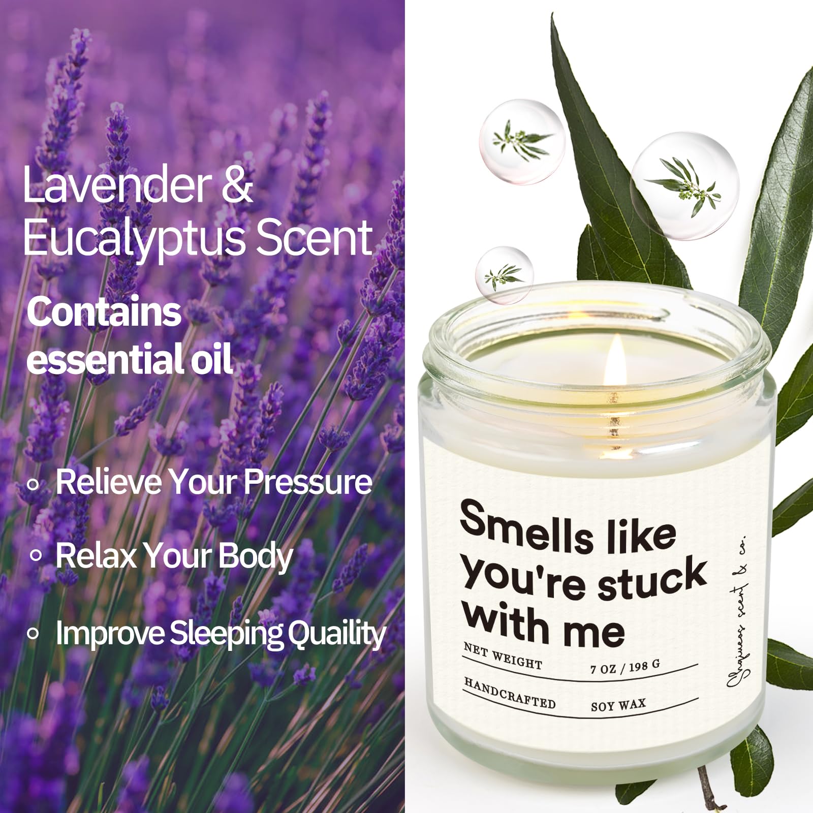Shqiueos soy wax lavender candle 7oz