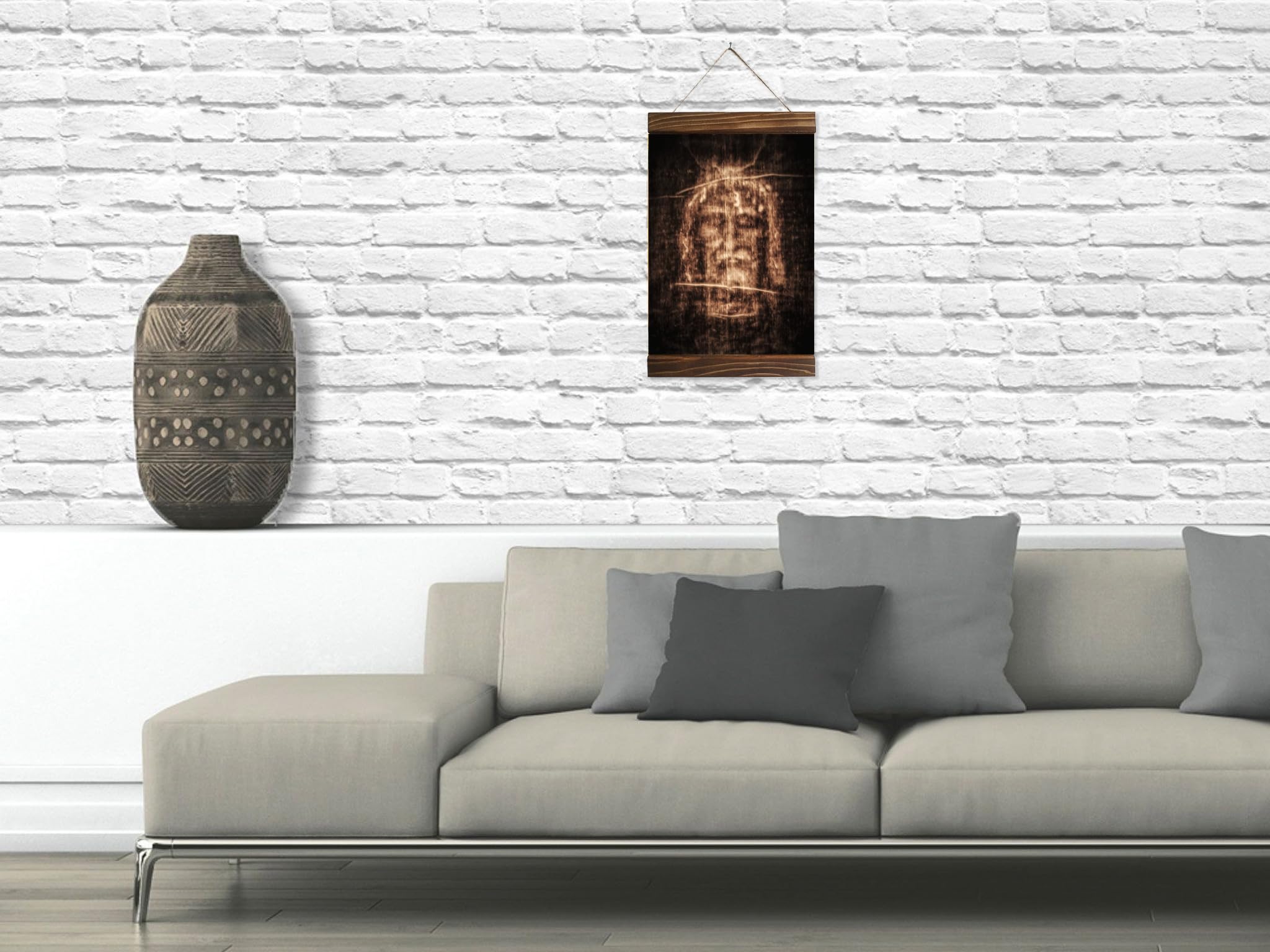 Religious artwork Shroud of Turin canvas print in compact small format