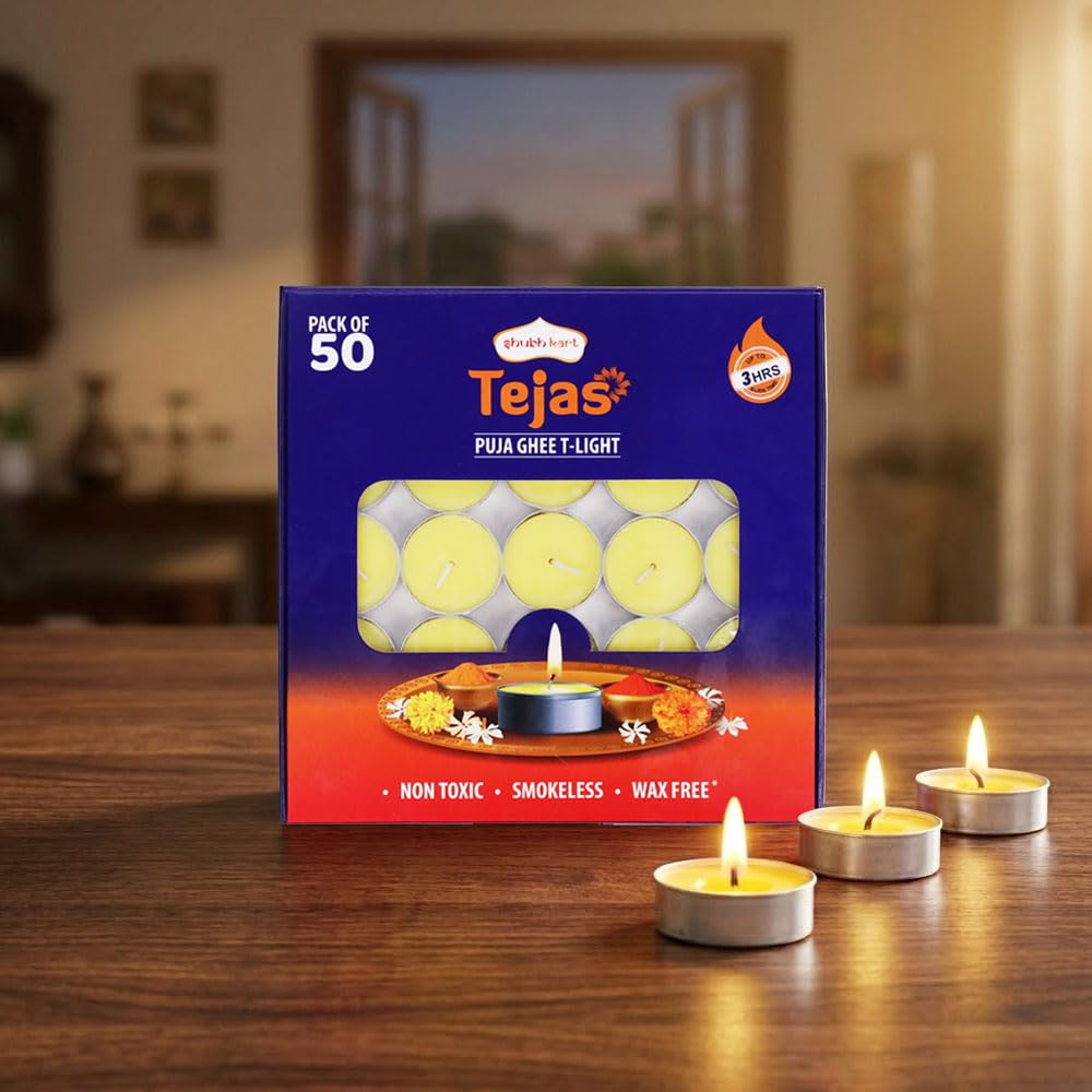 Set of 50 ghee tealights with metal cup design