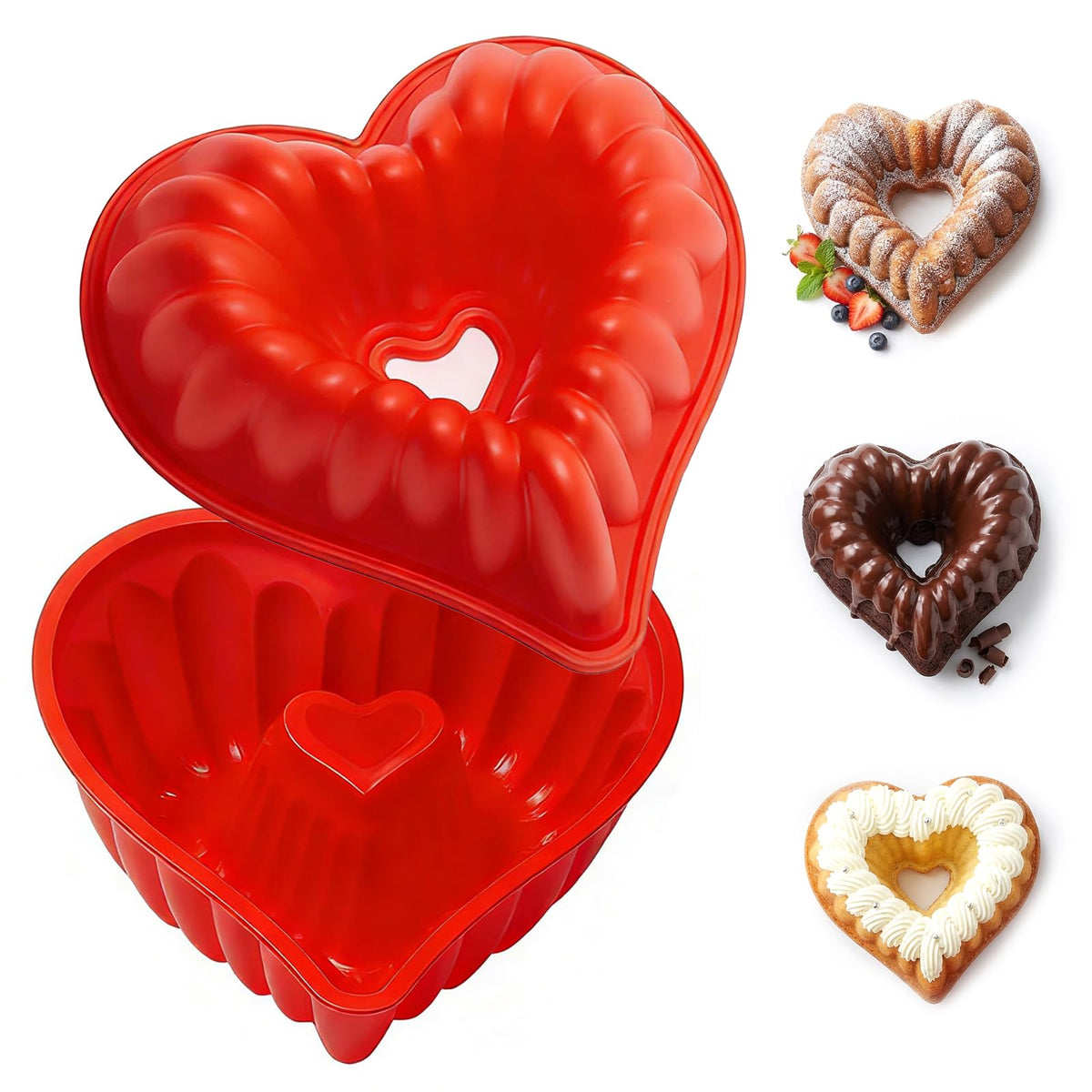 shuielai heart shaped silicone cake pans 8 inch pair