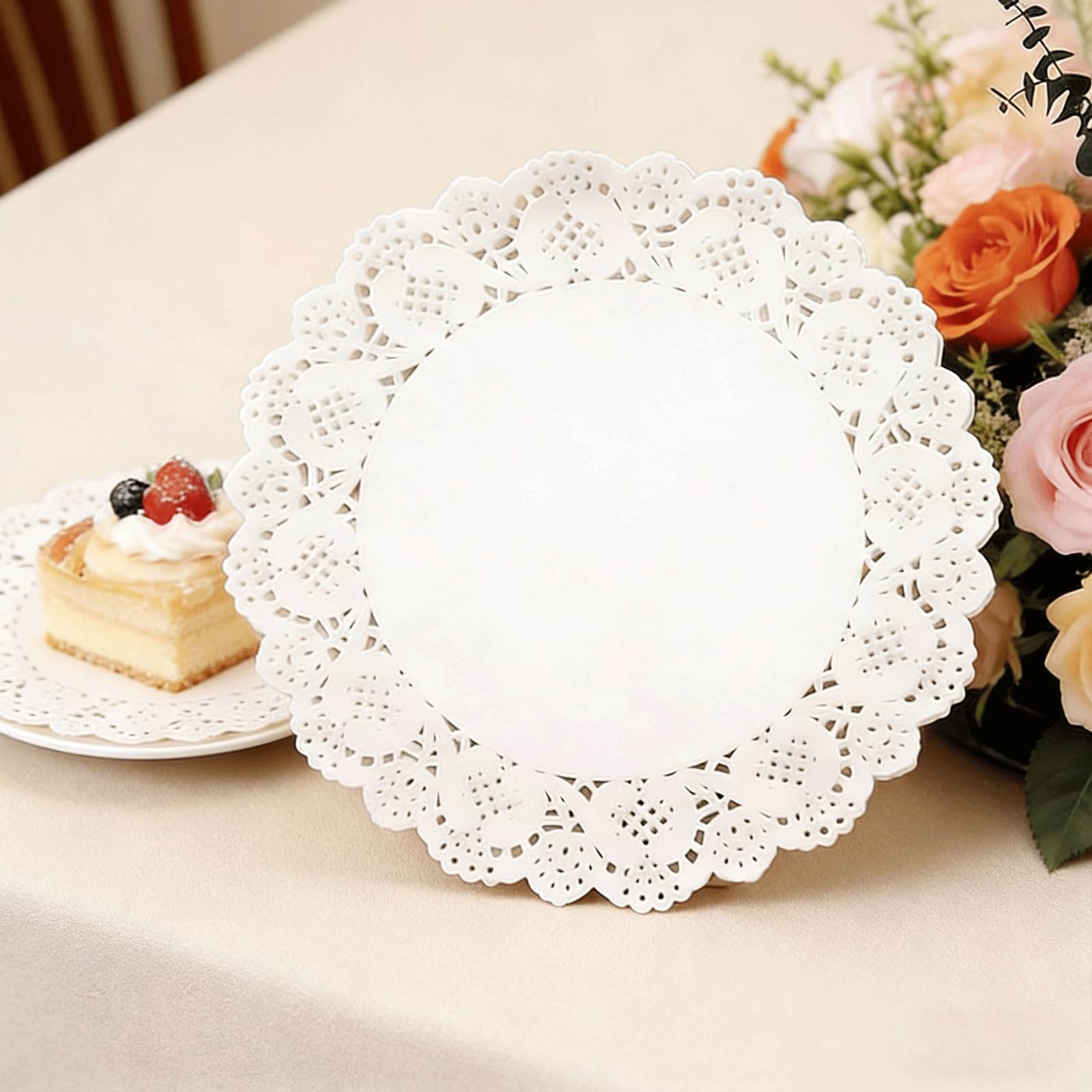 white lace paper doilies 10.5 inch for cakes