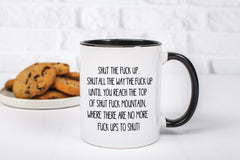 Back view of Shut The Fuck Up Swear Coffee Mug 11oz white ceramic