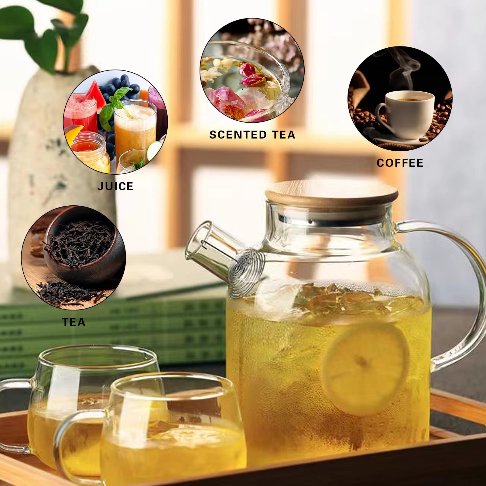 Stovetop and microwave safe SHUWEICAO glass teapot