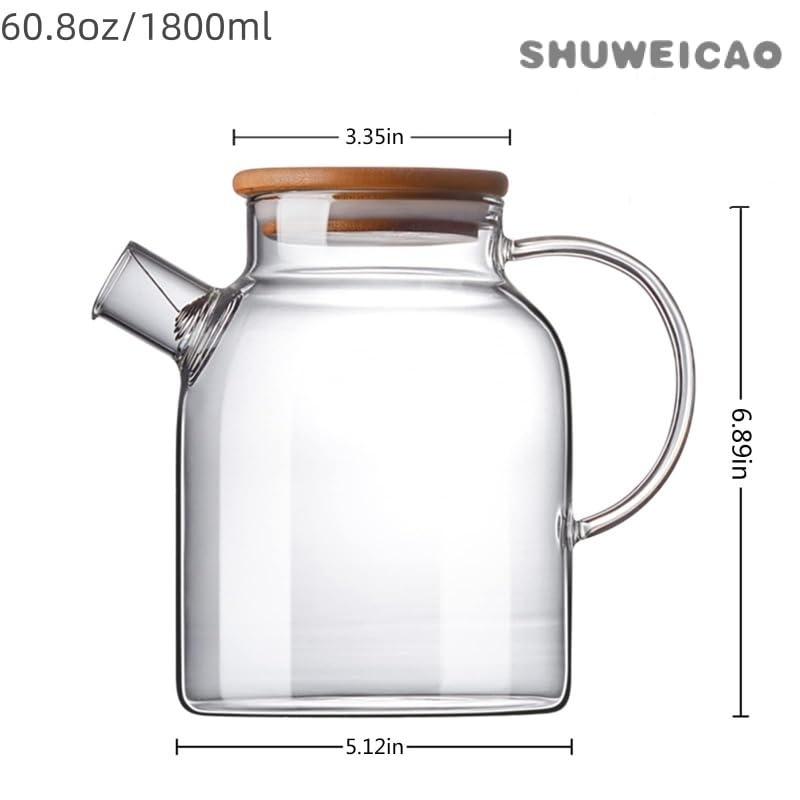 60.8 oz capacity SHUWEICAO glass teapot