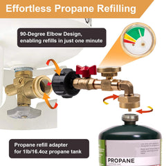 Solid brass construction propane adapter for durability