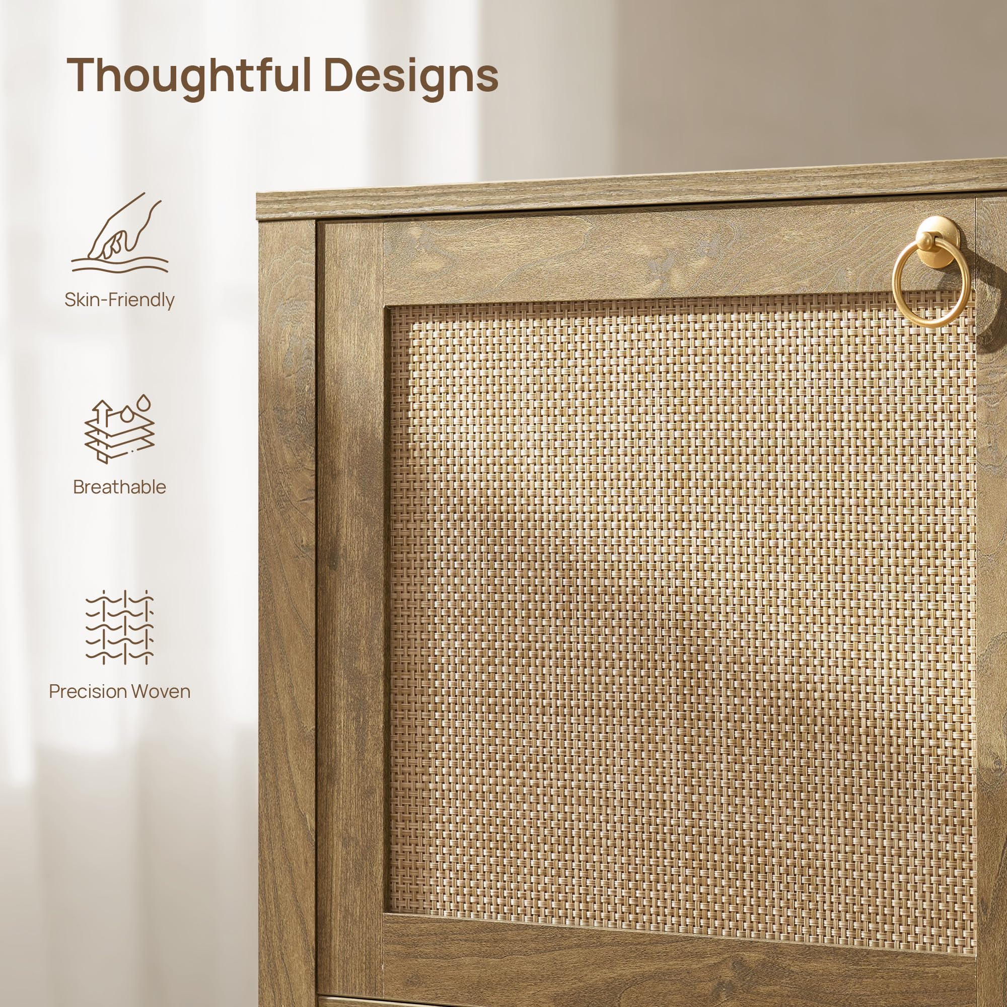 SICOTAS rattan doors with metal ring handle detail