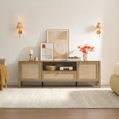 SICOTAS TV stand center drawer open shelf and cable management