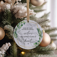 Sisters long distance ornament Side by Side Or Miles Apart