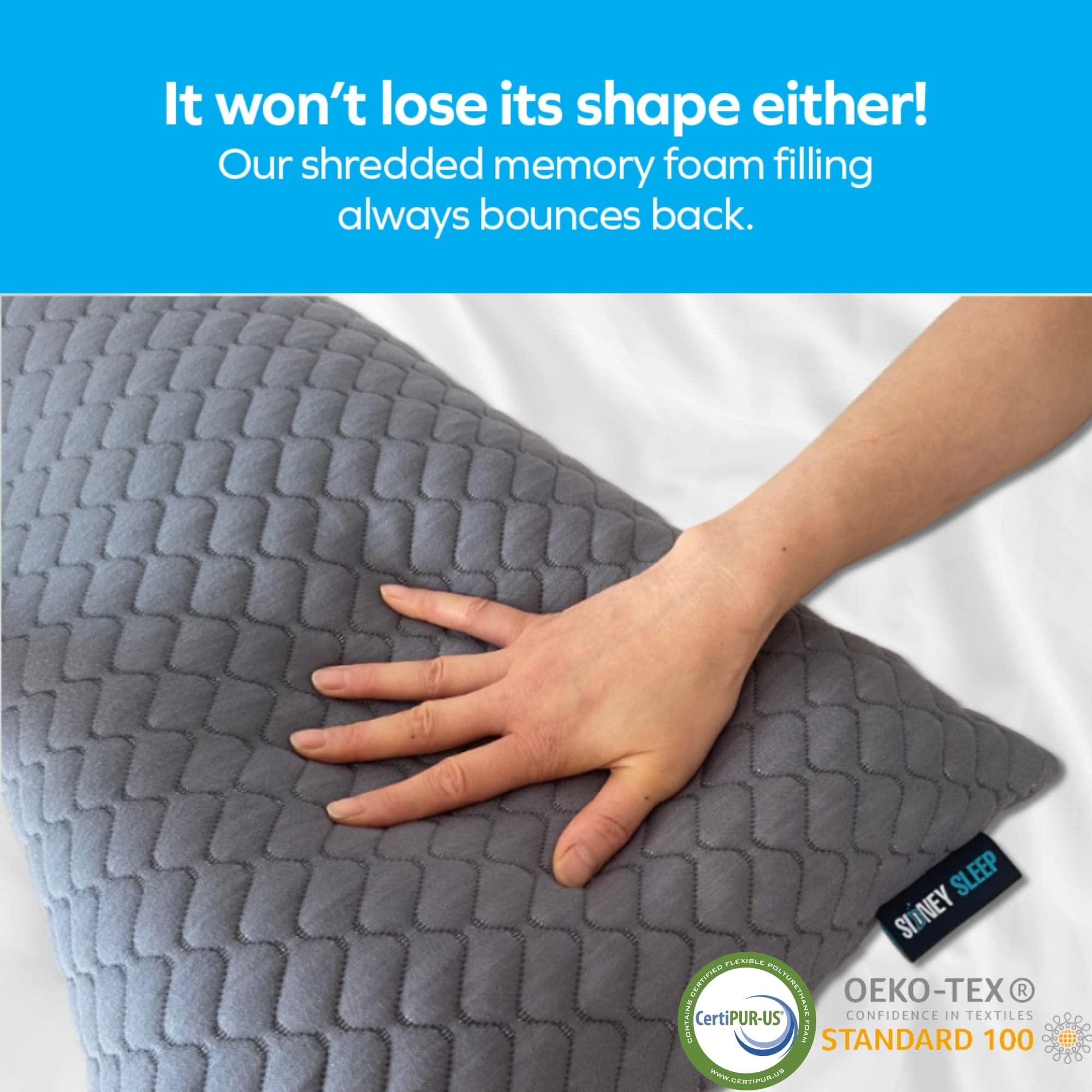 Memory foam pillow for side sleepers from Sidney Sleep