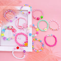 Colorful acrylic beads on stretchy bracelets for girls