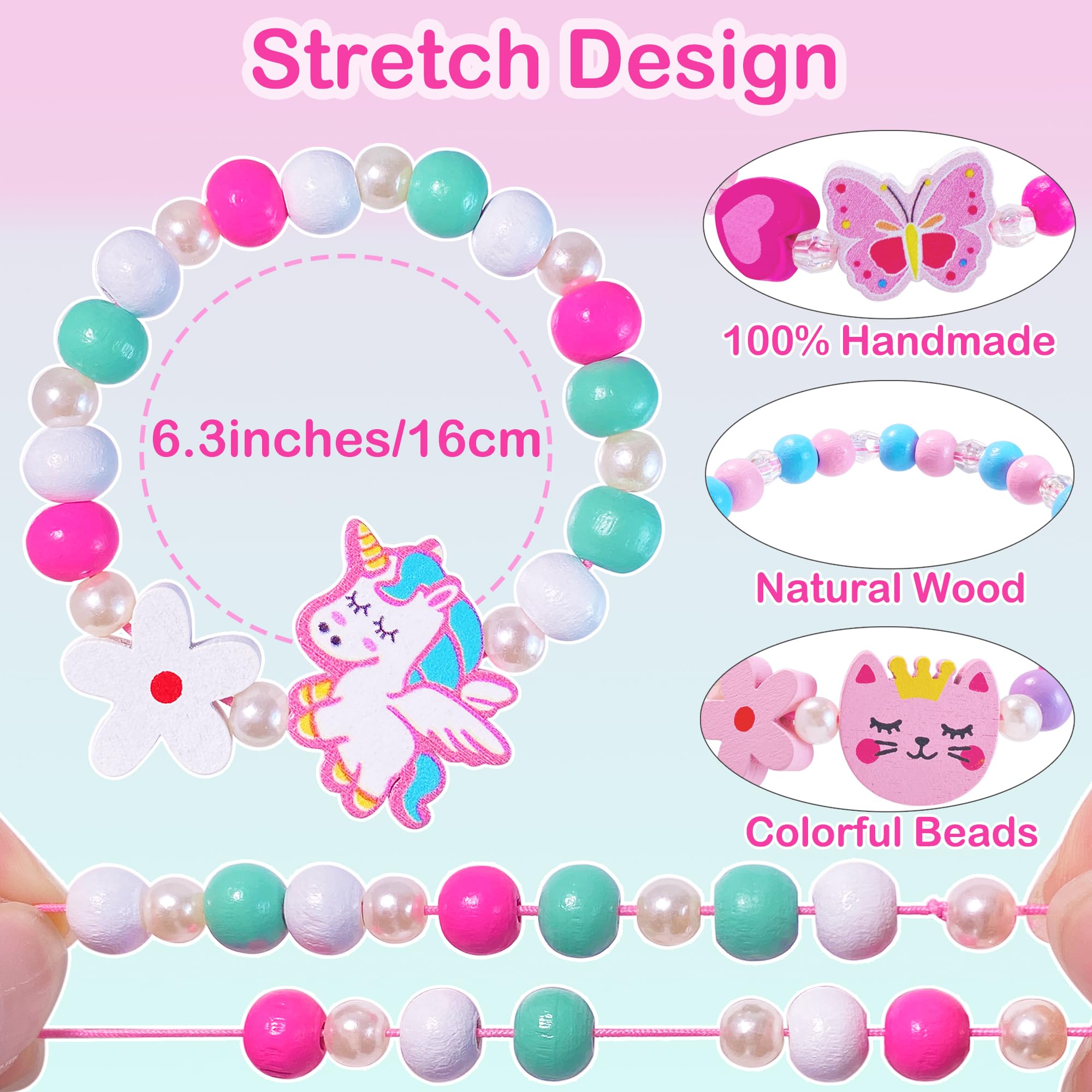 Bracelets length 16 cm 6.3 inches for ages 3-12 elastic fit