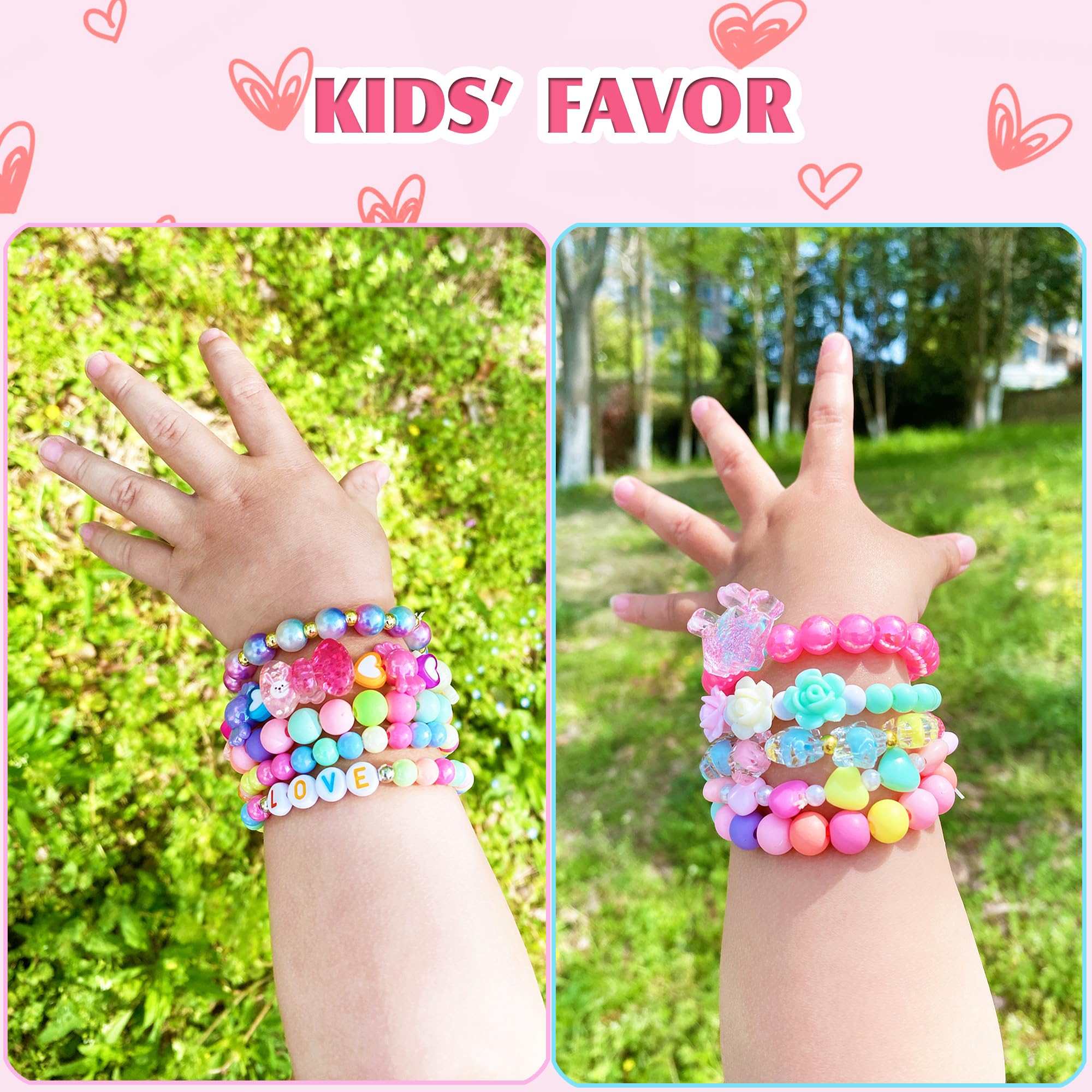 Kids bracelet set for little girls with colorful beads and multiple designs