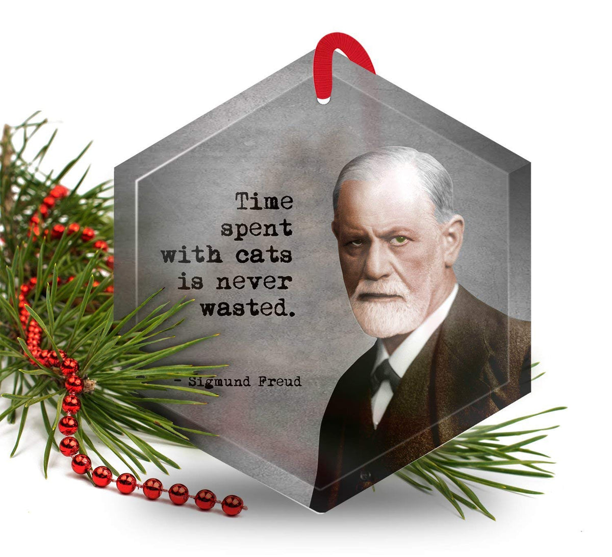 Sigmund Freud glass Christmas ornament 3 1/2 x 4 inches