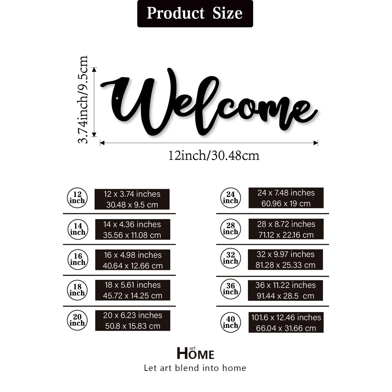 14 inch black Welcome Metal Sign with powder coat