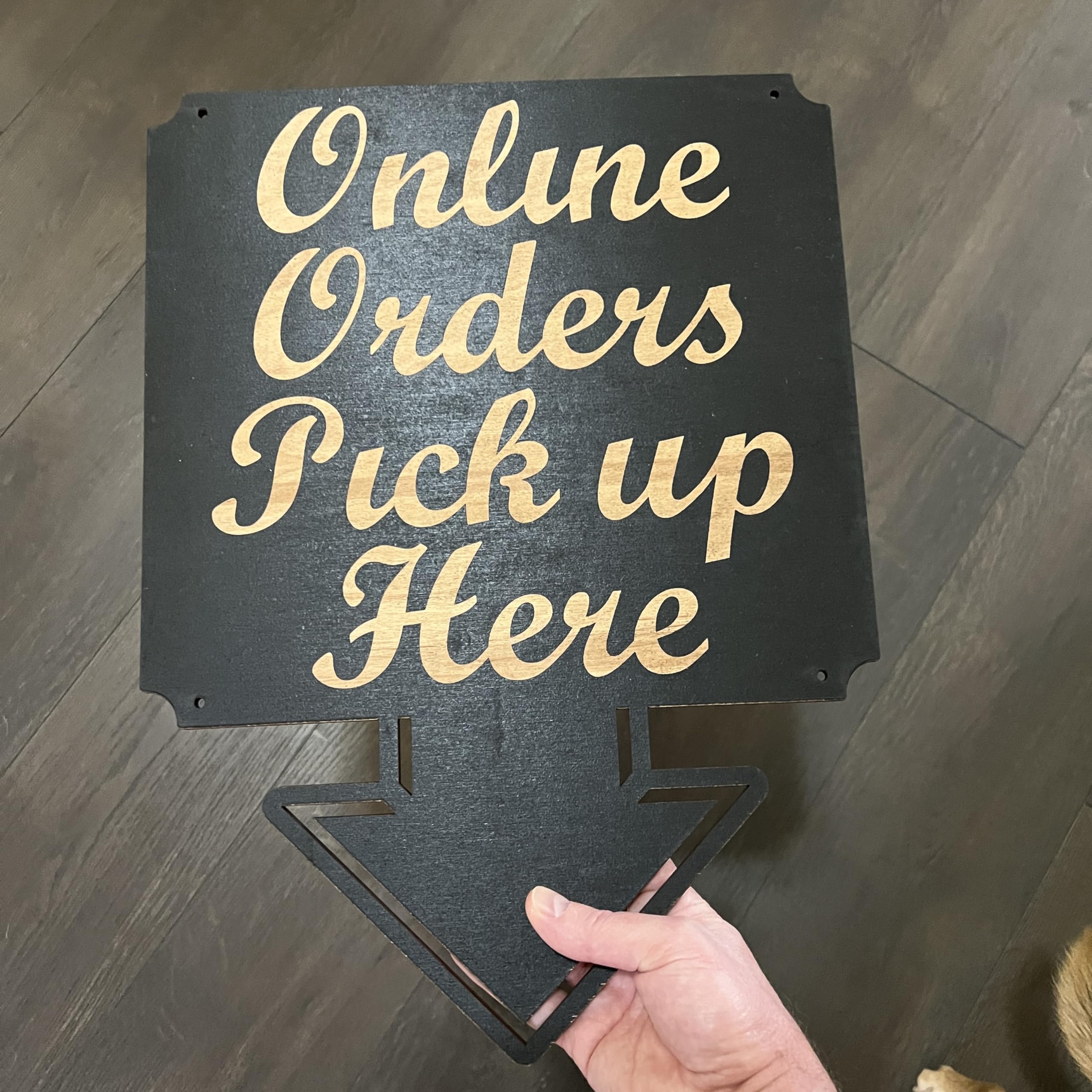 Laser engraved lettering on Sign BLACK 13x17 wall sign