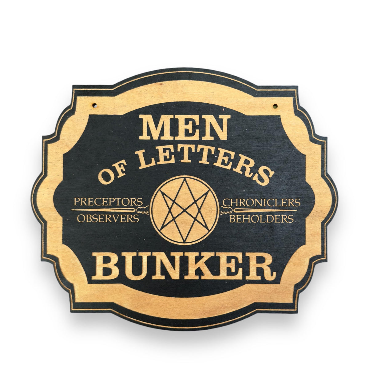 Sign BLACK Men of Letters Bunker 10x8 real wood wall sign