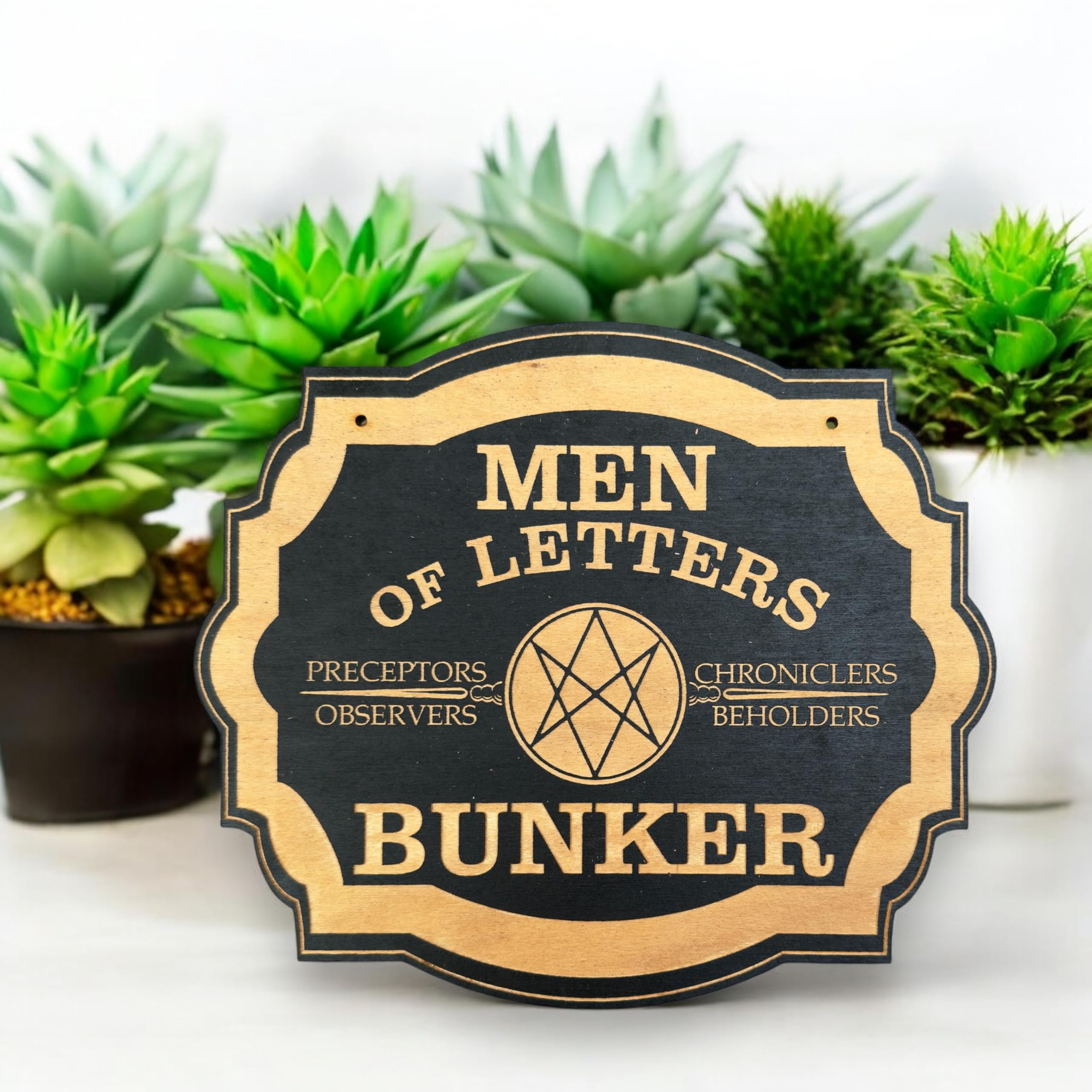 10x8 wood sign with black lettering from Men of Letters Bunker