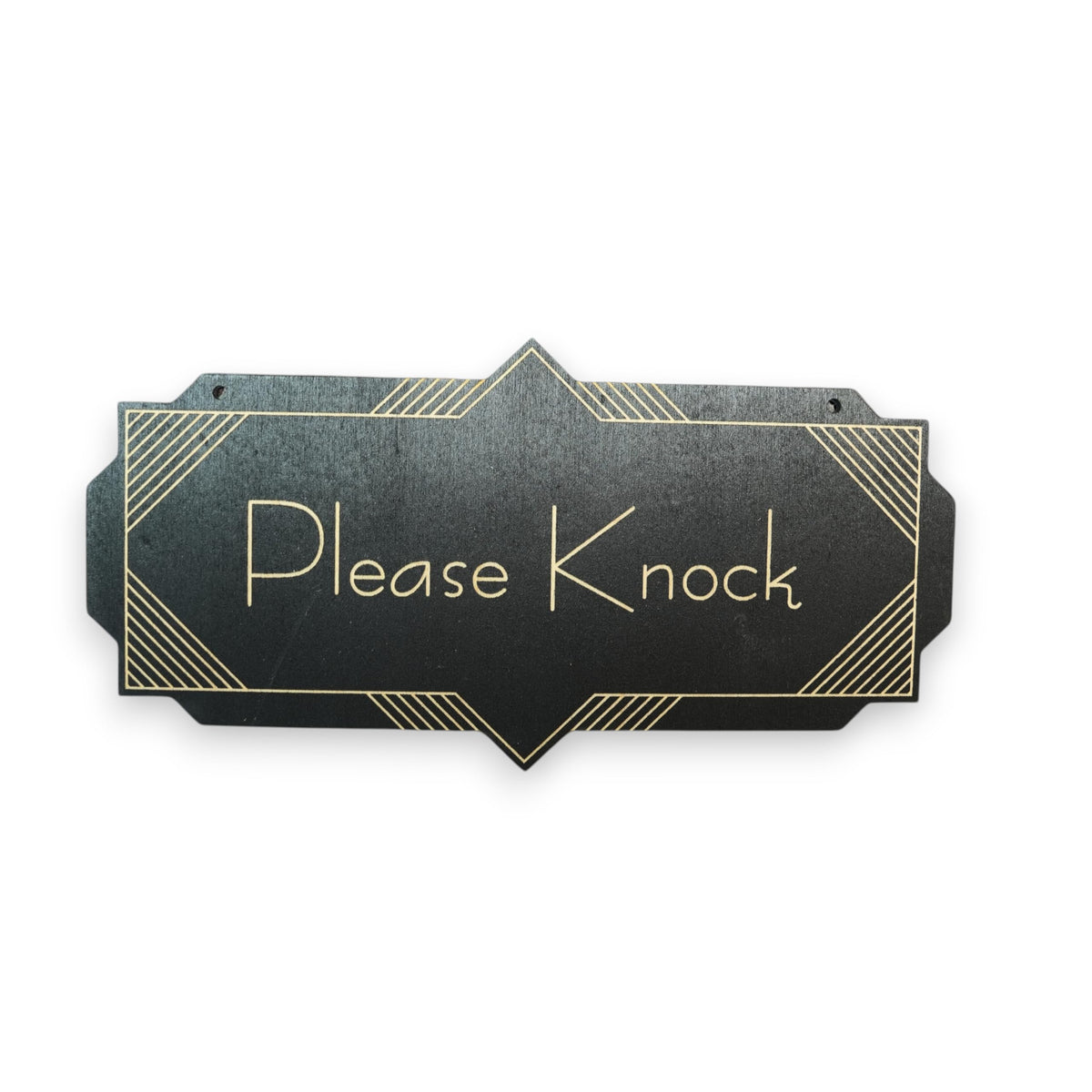 Sign black Please Knock Art Deco 4x8 wooden wall sign