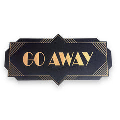 Laser engraved lettering on black Art Deco 8x4 sign