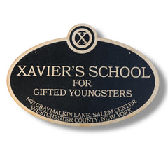 Black wood sign Xavier's School Gifted Youngsters 6x9 inches on wall