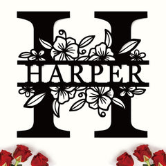 SIGN Custom Metal Name Sign with last name monogram outdoor wall decor