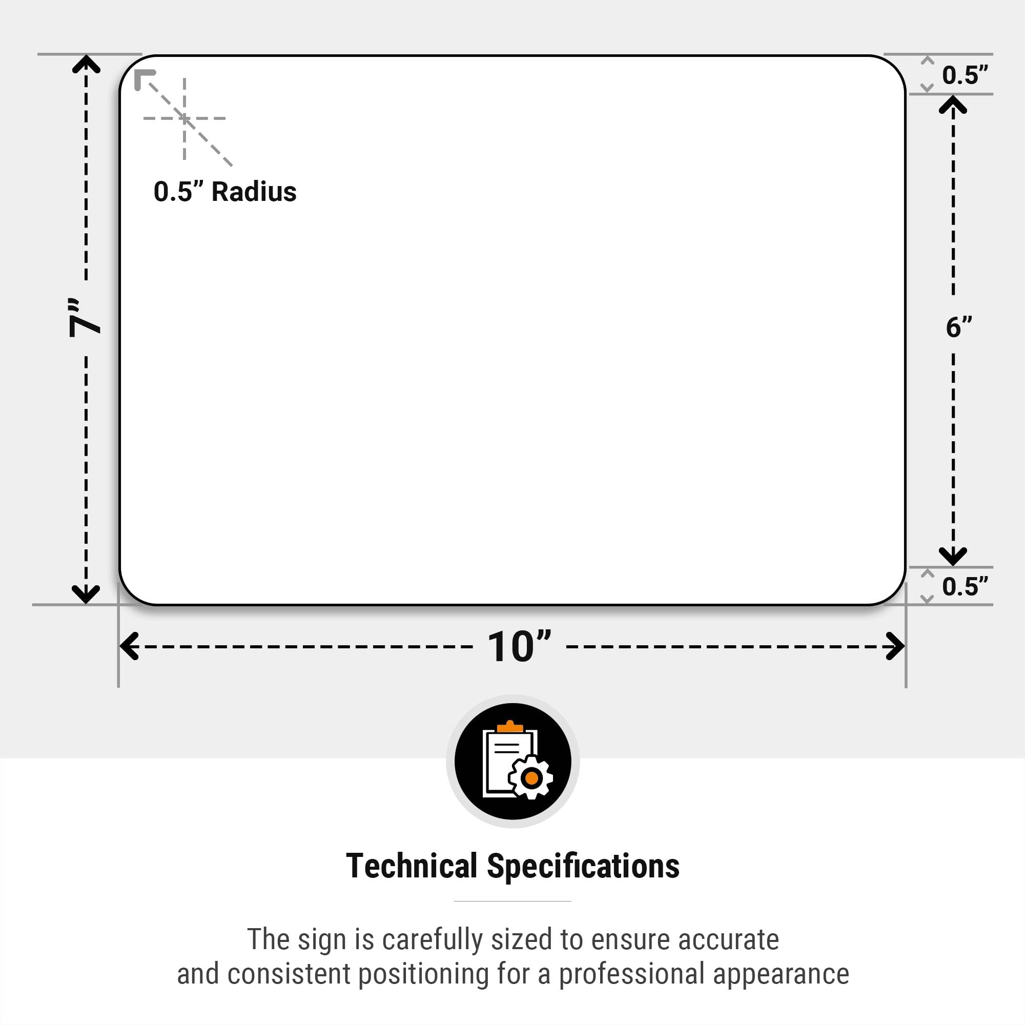 Package drop-off sign designed for smooth surfaces near entry