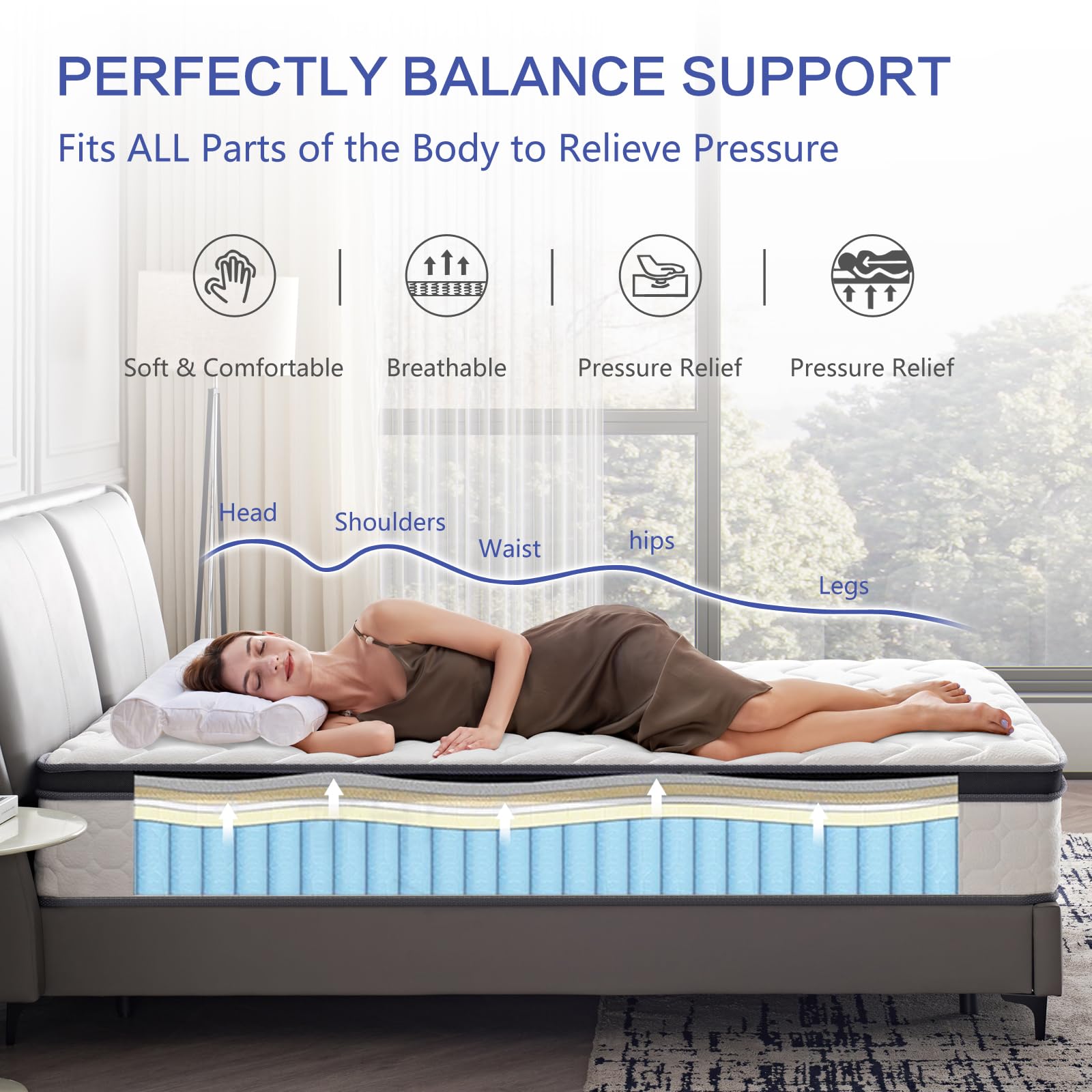 Sigolit medium firm hybrid mattress suited for all sleep positions