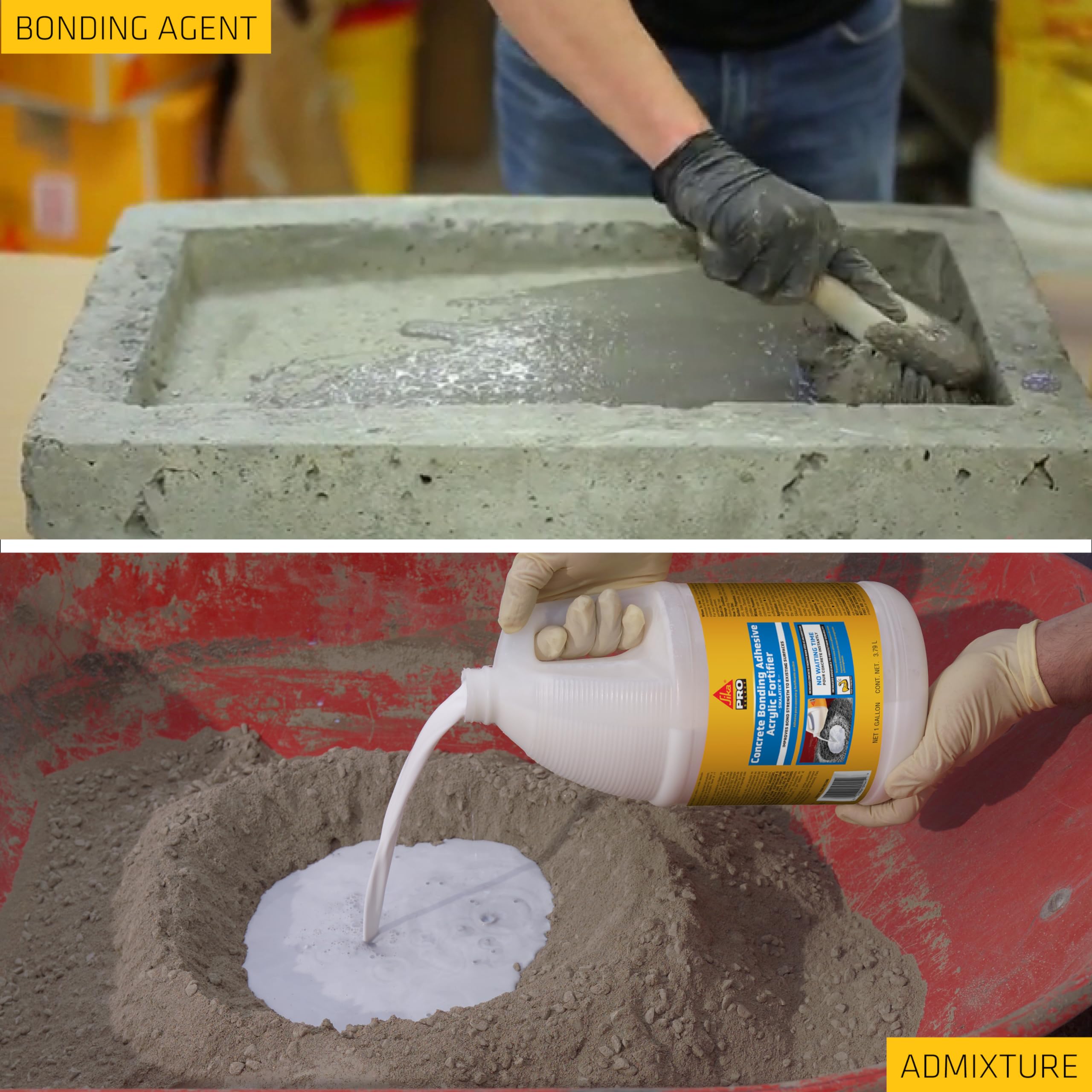 Bonding adhesive for concrete grout without vapor barrier