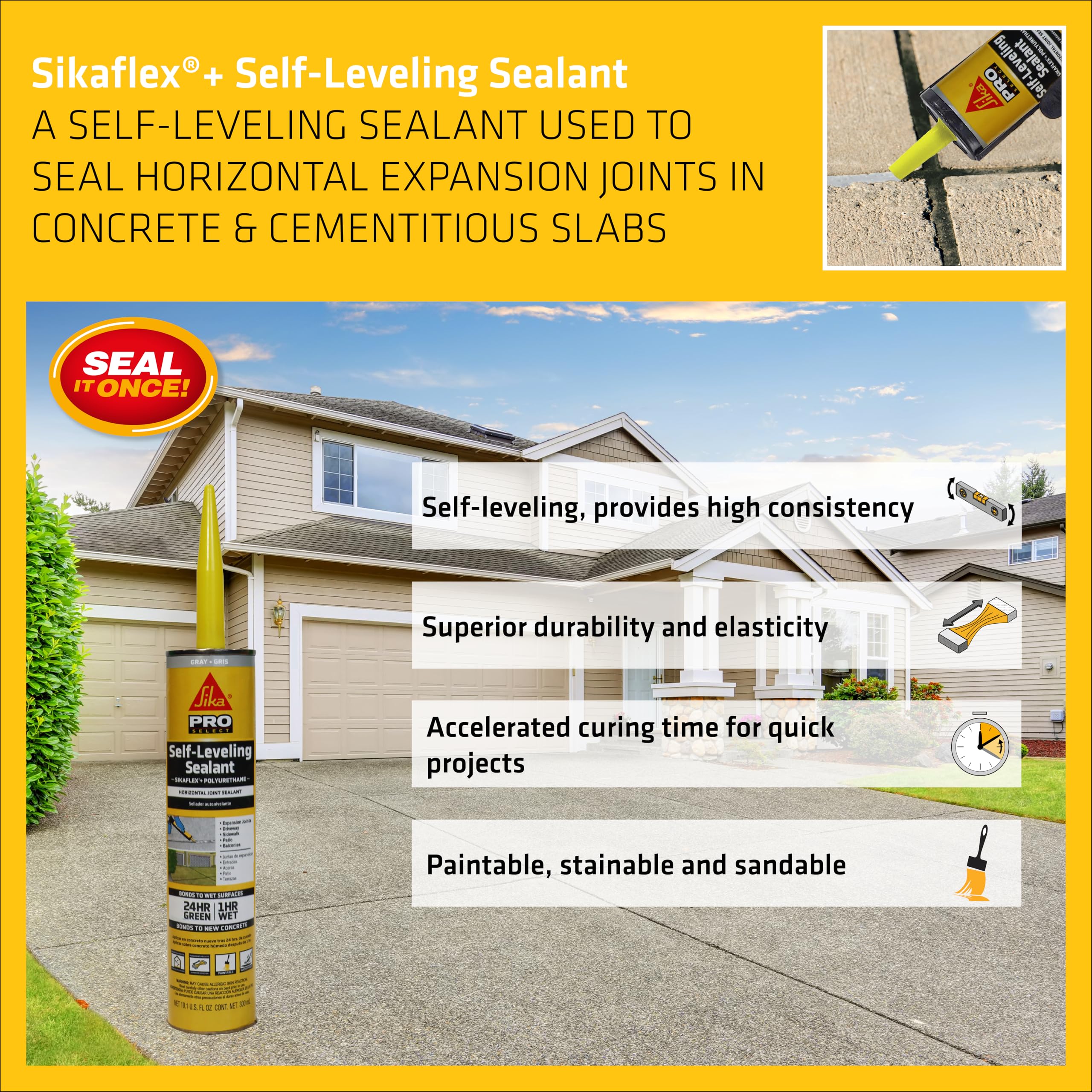 SIKA Sikaflex Self-Leveling Concrete Expansion Joint Sealant gray 10.1 oz tube